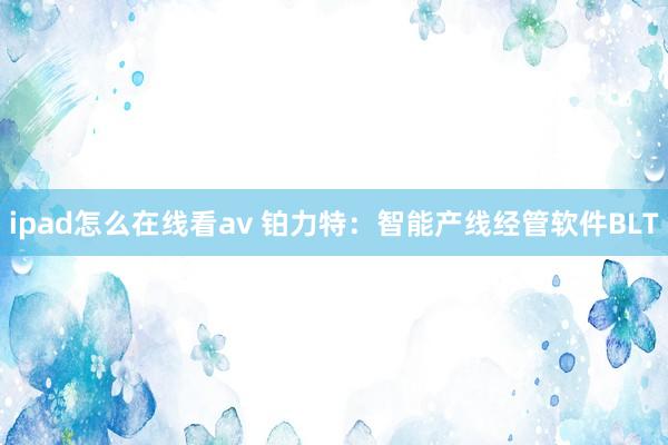ipad怎么在线看av 铂力特：智能产线经管软件BLT