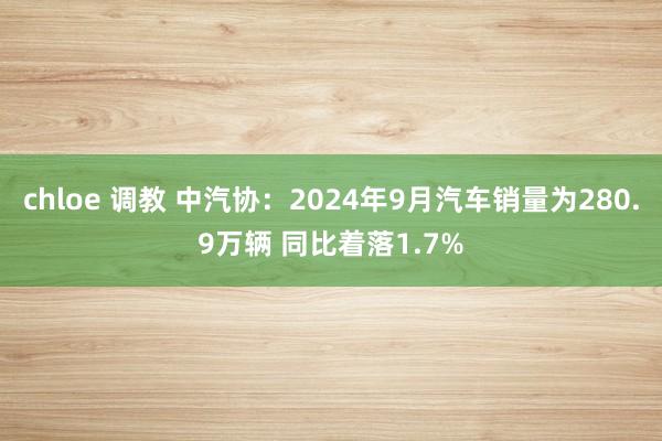 chloe 调教 中汽协：2024年9月汽车销量为280.9万辆 同比着落1.7%
