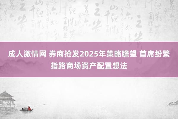 成人激情网 券商抢发2025年策略瞻望 首席纷繁指路商场资产配置想法
