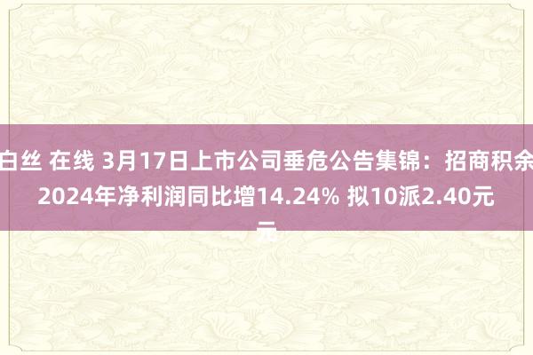 白丝 在线 3月17日上市公司垂危公告集锦：招商积余2024年净利润同比增14.24% 拟10派2.40元